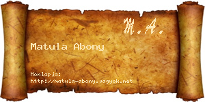 Matula Abony névjegykártya